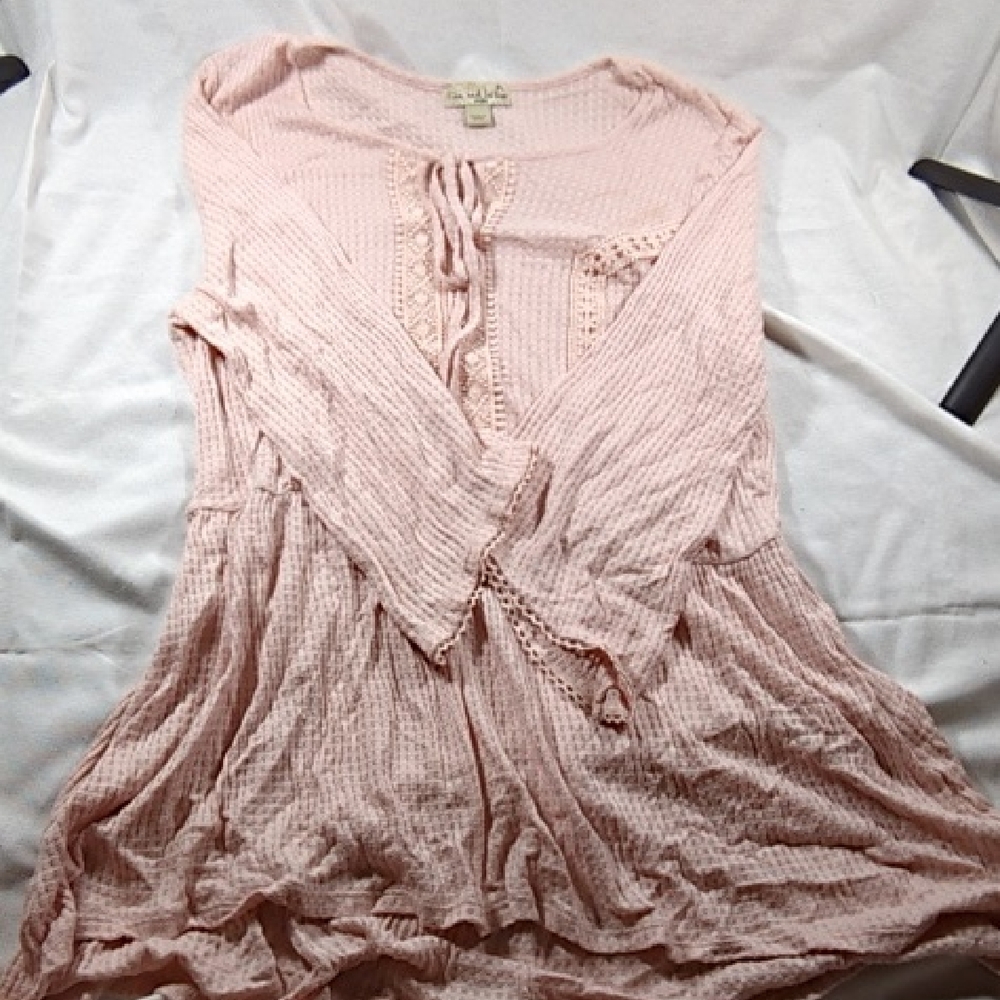 Live and Let Live Blush Lace Detail Top